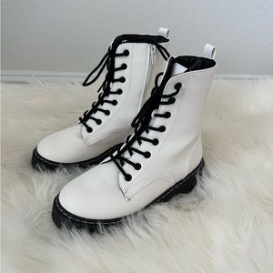 COPY - Forever 21 White Zip Side Lace Up Combat Boots
